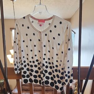 Talbots Black and Cream Polka Dot Sweater